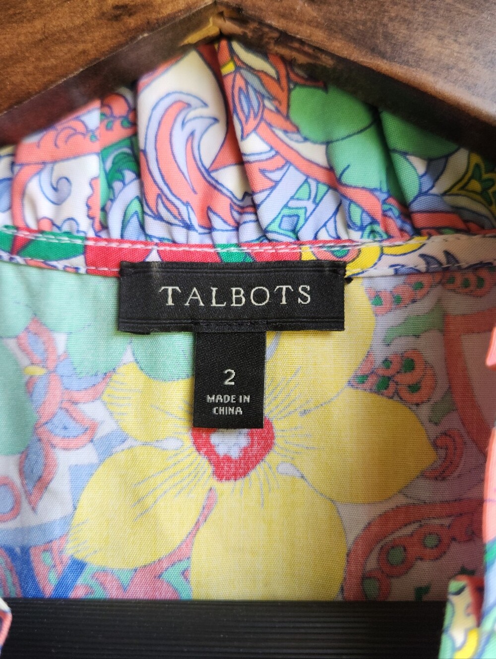 Talbots Cotton Shirtdress Women's 2 Sleeveless Buttondown Floral - Picture 3 of 6